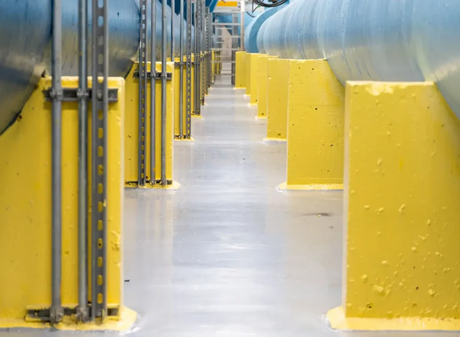 Mechanical room with final epoxy flooring